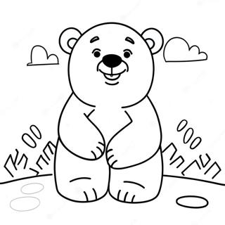 Pagina da Colorare di un Carino Orso Polare nella Neve | pagina da colorare Artico