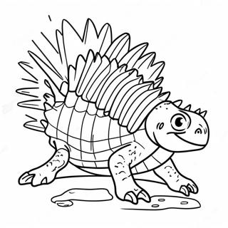 Pagina da Colorare di Dimetrodon Colorato con Vela Spigolosa | pagina da colorare Dimetrodon