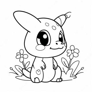 Pagina da Colorare di Cubone Carino con Fiori | pagina da colorare Cubone
