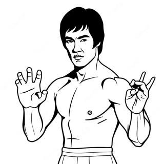 Pagina da Colorare di Bruce Lee in Azione | pagina da colorare Bruce Lee