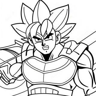 Pagina da Colorare di Bardock in Armatura da Battaglia | pagina da colorare Bardock