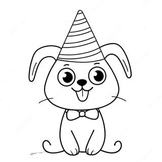 Pagina da Colorare di Lolbit Carino con Cappello da Festa | pagina da colorare Lolbit