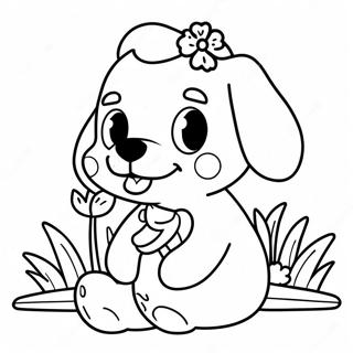Pagina da Colorare di Maggie Carina con un Fiore | pagina da colorare Maggie