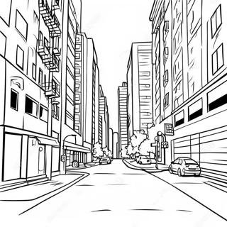 Pagina da Colorare di Gritty in un Paesaggio Urbano | pagina da colorare Gritty