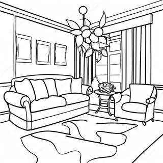 Pagina da Colorare del Design d'Interni | pagina da colorare Design d'Interni