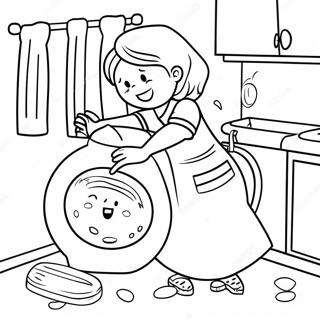 Pagina da Colorare delle Divertenti Faccende Domestiche | pagina da colorare Faccende