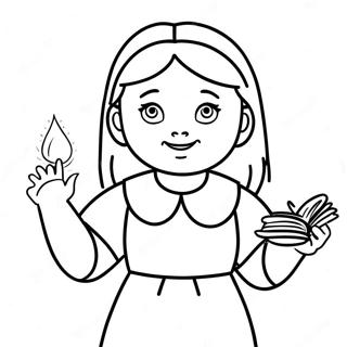 Pagina da Colorare di Matilda con Poteri Magici | pagina da colorare Matilda