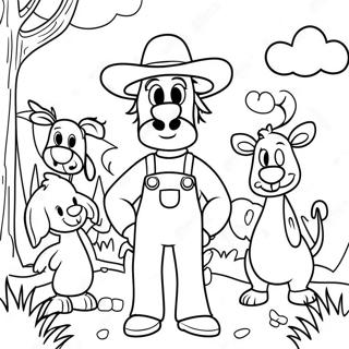Old MacDonald con Animali Felici Pagina da Colorare | pagina da colorare Vecchio MacDonald