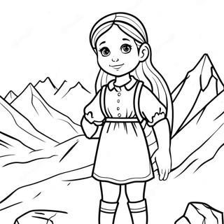 Pagina da Colorare Heidi nelle Alpi Svizzere | pagina da colorare Heidi