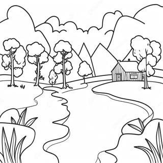 Pagina da Colorare del Paesaggio Scandinavo | pagina da colorare Scandinavo
