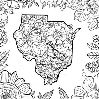 Pagina da Colorare della Silhouette dello Stato dell'Illinois | pagina da colorare Illinois