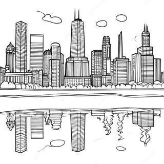 Pagina da Colorare dello Skyline di Chicago | pagina da colorare Illinois