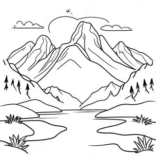 Pagina da Colorare di un Bellissimo Paesaggio Montano | pagina da colorare Terra