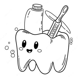 Pagina da Colorare Divertente di Spazzolino e Dente | pagina da colorare Igiene