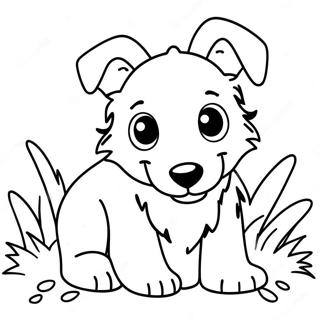 Pagine da Colorare del Cucciolo di Collie Giocoso | pagina da colorare Collie