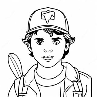 Pagina da Colorare di Steve con la Mazza di Stranger Things | pagina da colorare Stranger Things Steve