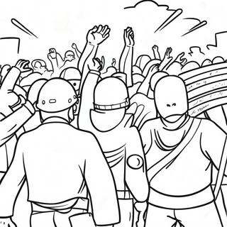 Pagina da Colorare Manifestanti Colorati di Rivolta | pagina da colorare Rivolta