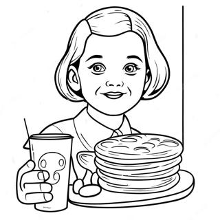 Pagina da Colorare di Eleven con Waffle Eggo | pagina da colorare Cose Strane