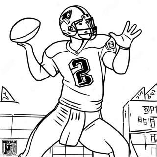 Pagina da Colorare di Tom Brady in Posizione d'Azione | pagina da colorare Tom Brady