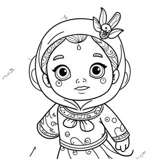 Pagina da colorare del personaggio carino di Aish | pagina da colorare Aish
