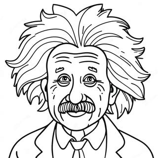 Pagina da colorare di Albert Einstein divertente con capelli pazzi | pagina da colorare Albert Einstein