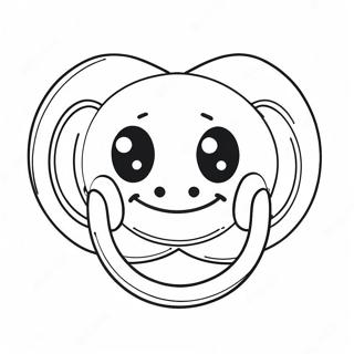 Pagina da colorare di un ciuccio carino con faccina sorridente | pagina da colorare Ciuccio