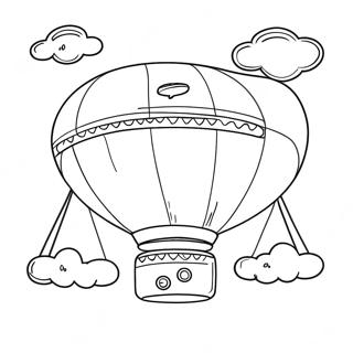 Pagina da colorare di un dirigibile colorato nel cielo | pagina da colorare Dirigibile