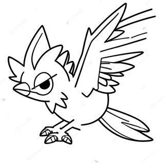 Pagina da colorare di Zapdos che vola nel cielo | pagina da colorare Zapdos
