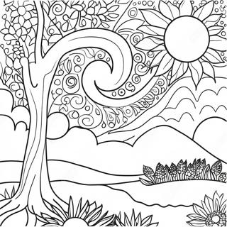 Pagina da Colorare di Notte Stellata Glitterata | pagina da colorare Brillare