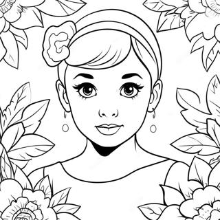 Pagina da Colorare di Audrey Carina con un Fiore | pagina da colorare Audrey