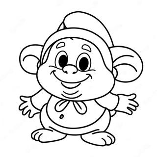 Pagina da colorare di Dopey con faccia felice | pagina da colorare Dumbo