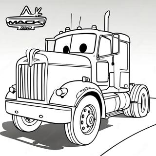 Pagina da colorare del camion Mack colorato | pagina da colorare Auto Mack