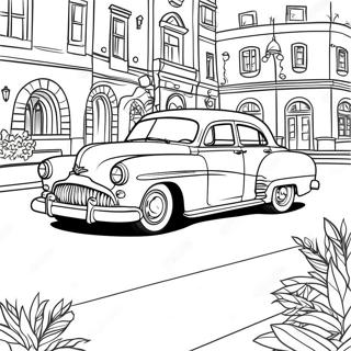 Pagina da Colorare di Auto Vintage Retro | pagina da colorare Retro