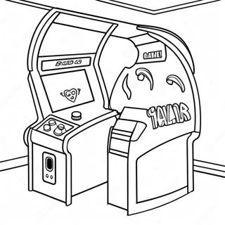 Pagina da Colorare di Gioco Arcade Retro degli Anni '80 | pagina da colorare Retro