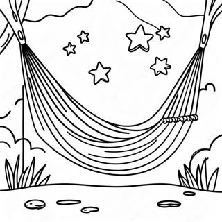 Pagina da Colorare dell'Amaca Accogliente Sotto un Cielo Stellato | pagina da colorare Amaca