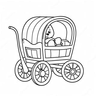 Pagina da Colorare del Carretto Carino in Stile Cartone Animato | pagina da colorare Carro
