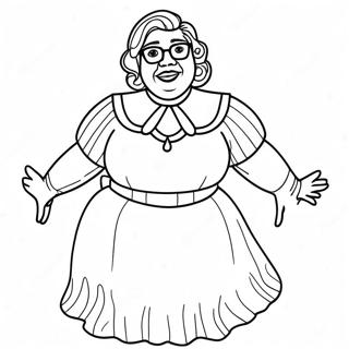 Pagina da colorare di Madea divertente in abito | pagina da colorare Madea