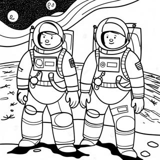 Pagina da Colorare Astronauti Apollo 11 sulla Luna | pagina da colorare Apollo 11