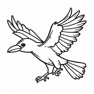 Pagina da colorare di un maestoso corvo in volo | pagina da colorare Corvo