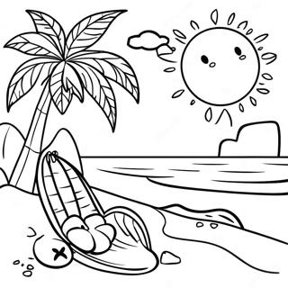 Pagina da colorare della spiaggia tropicale Luau | pagina da colorare Luau