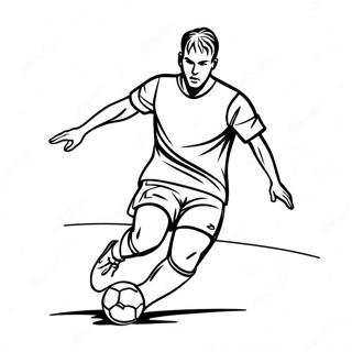 Pagina da Colorare di un Giocatore di Calcio Emozionante che Dribbla | pagina da colorare Calcio