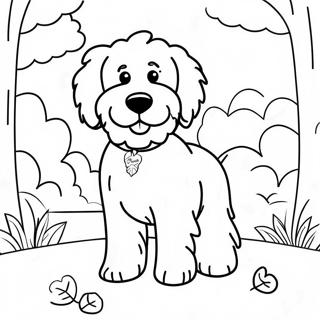 Pagina da Colorare di un Soffice Goldendoodle che Gioca nel Parco | pagina da colorare Goldendoodle