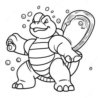 Pagina da colorare di Blastoise con cannoni ad acqua | pagina da colorare Blastoise