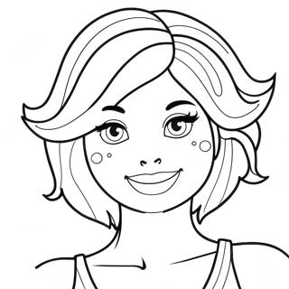Pagina da Colorare di Chica con Capelli Colorati | pagina da colorare Ragazza