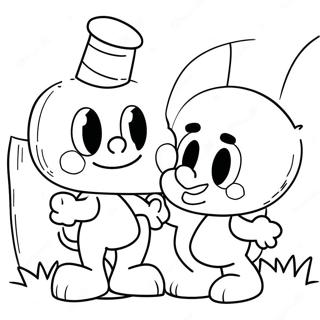 Pagina da Colorare Avventura di Cuphead e Mugman | pagina da colorare Cuphead