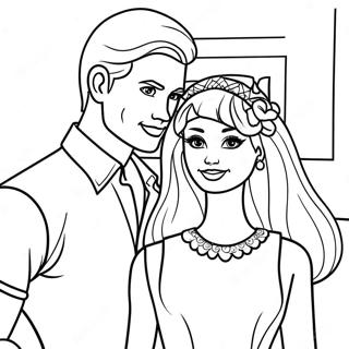 Pagina da Colorare di Barbie e Ken | pagina da colorare Barbie e Ken