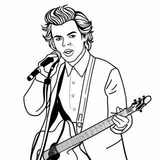 Pagina da Colorare di Harry Styles che si esibisce sul palco | pagina da colorare Harry Styles