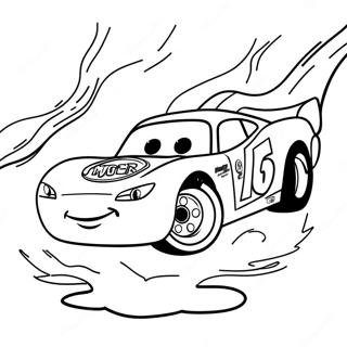 Pagina da Colorare della Corsa di Lightning McQueen | pagina da colorare Auto 2