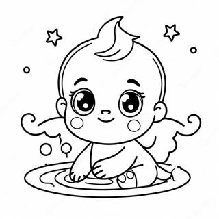 Pagina da Colorare di un Carino Battesimo del Bambino | pagina da colorare Battesimo