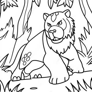 Pagina da Colorare di un Predatore Feroce nella Giungla | pagina da colorare Predatore